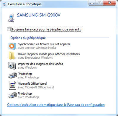 Ouvrir les fichiers Samsung