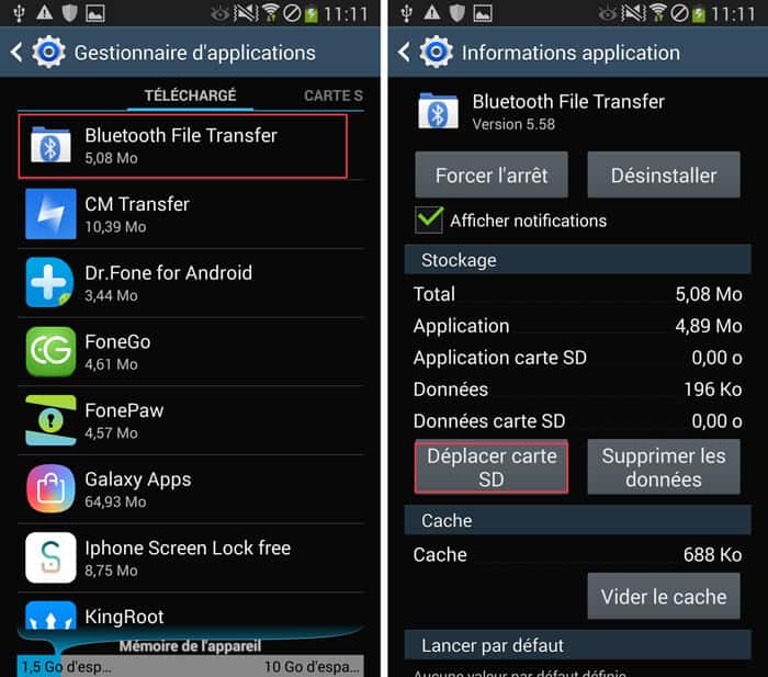 Transférer les applications Android sur carte SD
