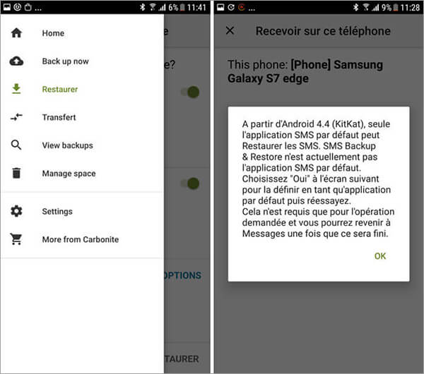 Restaurer SMS Android avec SMS Backup & Restore