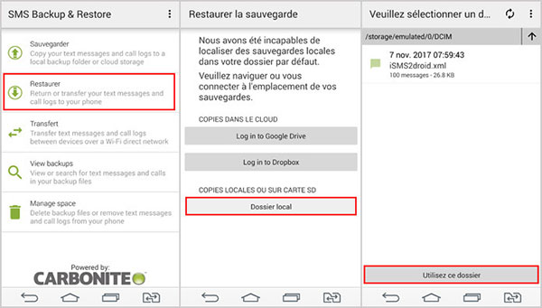 Restaurer des SMS iPhone vers Android