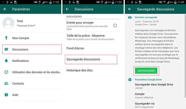 Récuperer les conversations WhatsApp via Google Drive