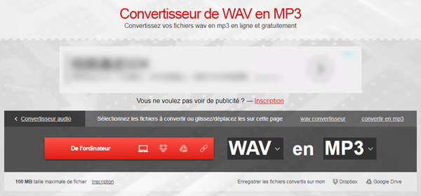 Convertio - Convertissseur de WAV en MP3
