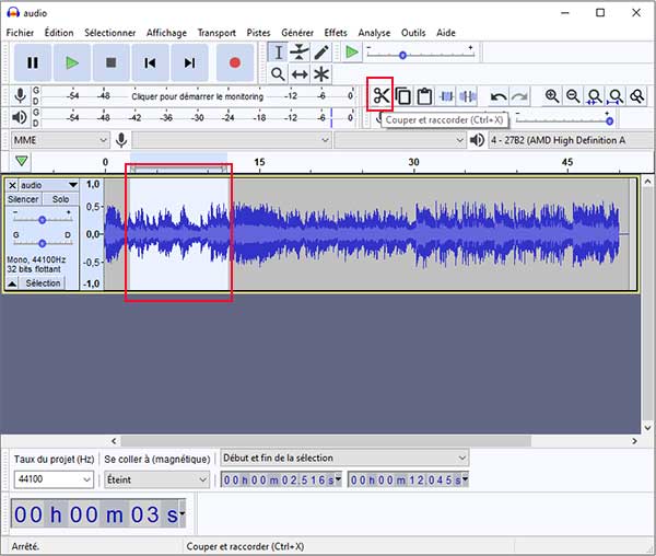Couper un fichier audio avec Audacity