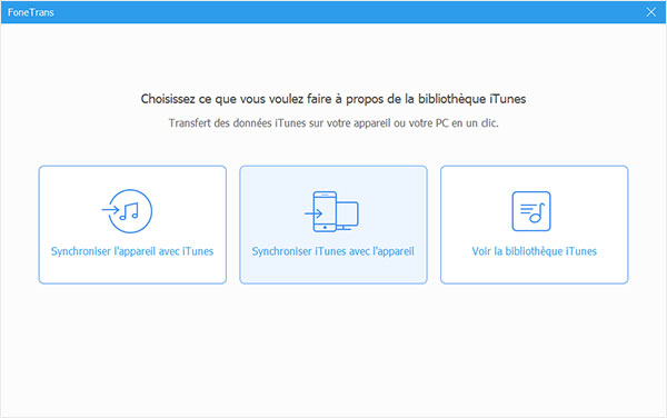 Choisir le mode transfert Bibliothèque iTunes