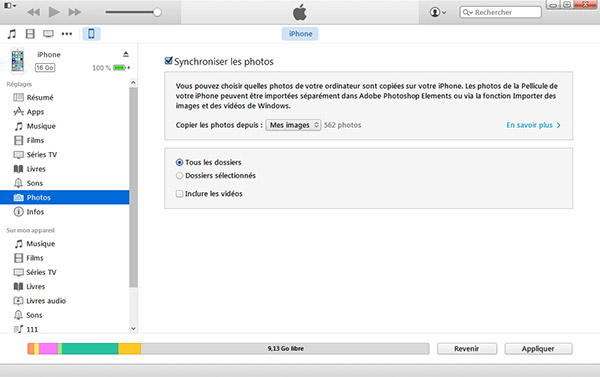 Synchroniser les photos de l'iPhone avec iTunes