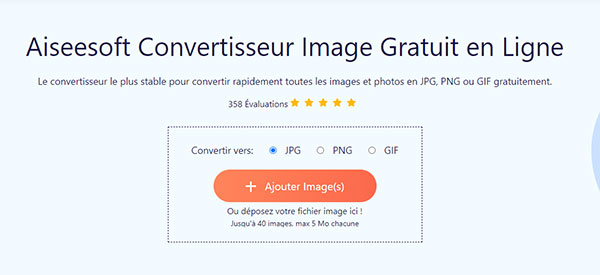 Convertir PNG en JPG avec Aiseesoft Convertisseur Image Gratuit en Ligne