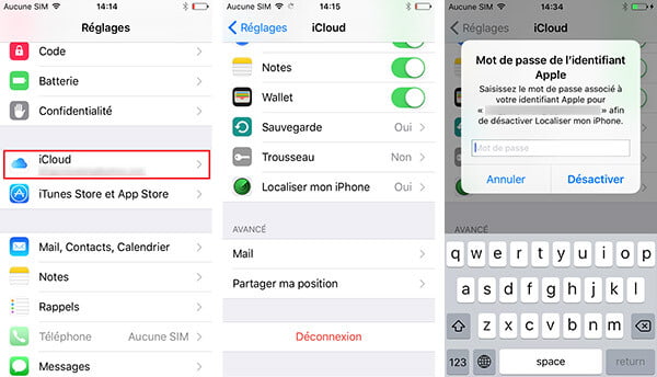 Désactiver icloud sur iOS 10