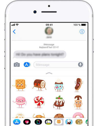 Partager des autocollants, des Emojis et des jeux avec iMessage