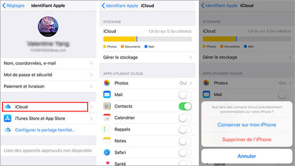 Supprimer le contact iPhone sur iCloud