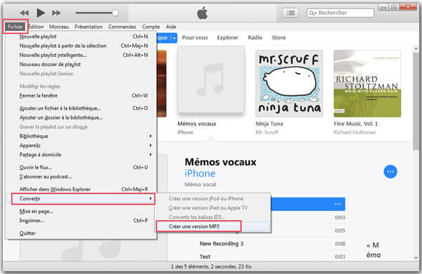 Convertir AAC en MP3 avec iTunes