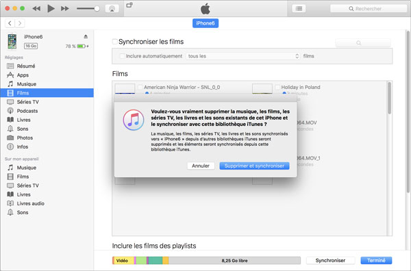 Synchroniser la vidéo Mac vers iPhone