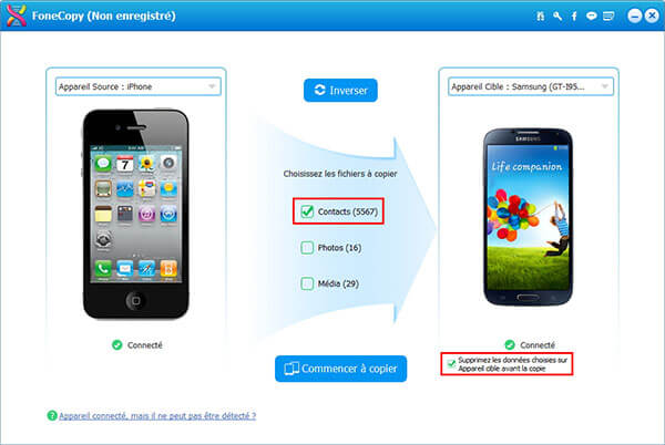 Copier les contacts iPhone vers Samsung