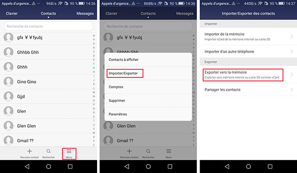 Exporter les contacts Android