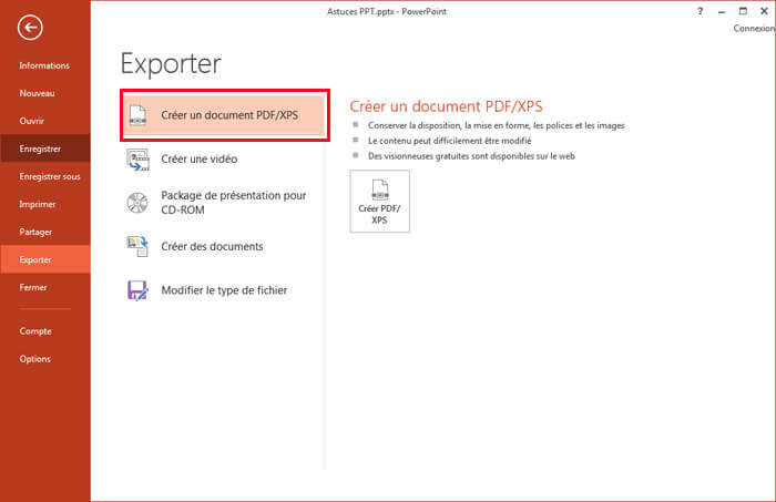Exporter en format PDF