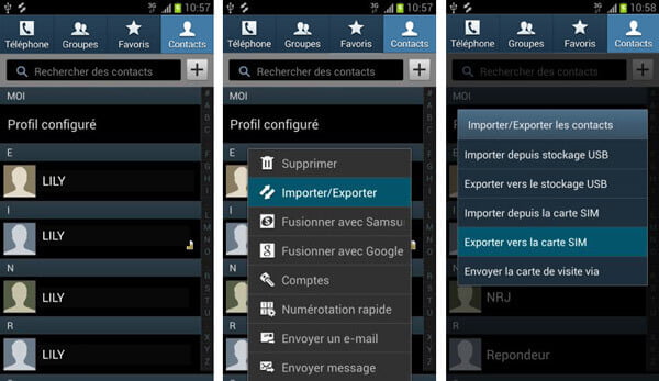 Sauvegarder les contacts Android