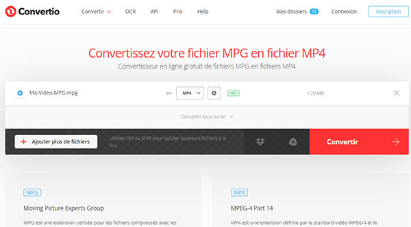 Convertio - Convertisseur MPG en MP4