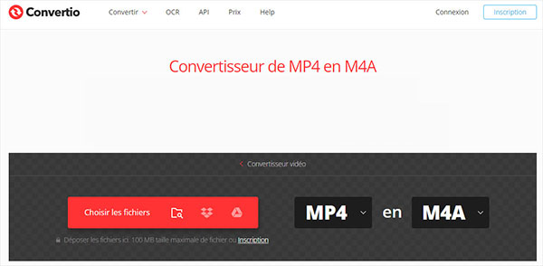 Convertir MP4 en M4A avec Convertio
