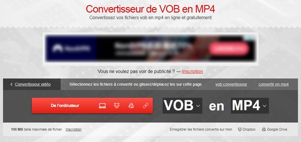 Convertio - Convertisseur de VOB en MP4