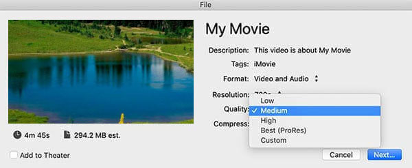 Compresser une vidéo sur Mac avec iMovie
