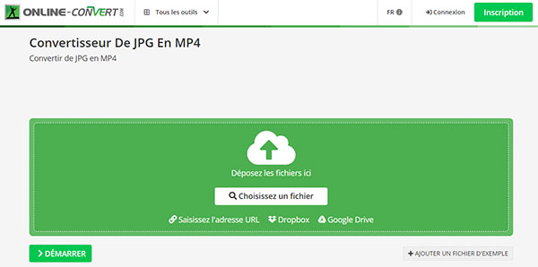 Convertir JPG en MP4 avec ONLINE-CONVERT