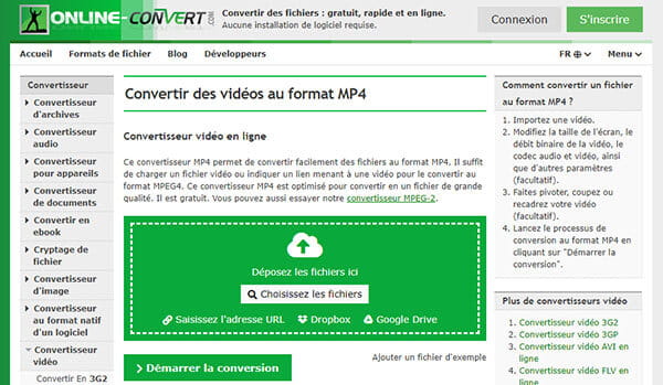 Convertir MOV en MP4 avec ONLINE-CONVERT