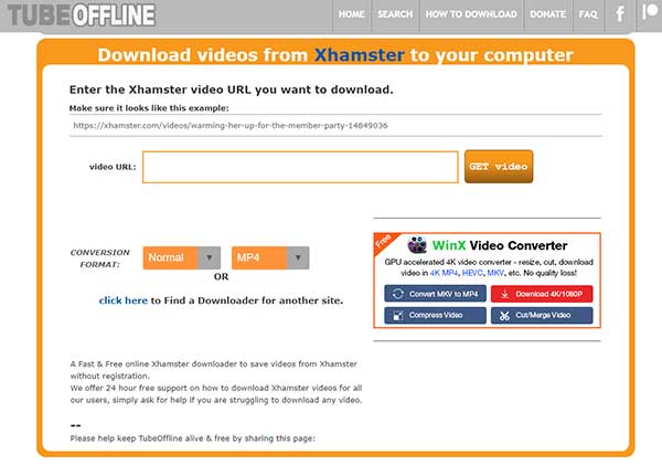 Télécharger une vidéo xHamster avec Tubeoffline XHamster Downloader