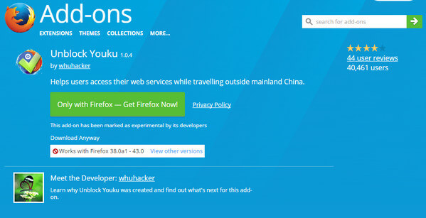 Débloquer Youku sur Firefox
