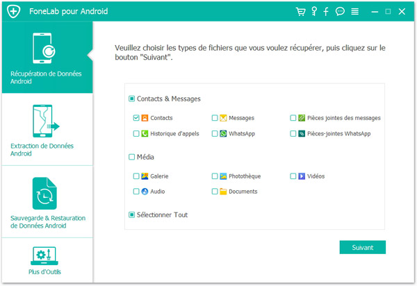 Choisir les types de fichiers à analyser