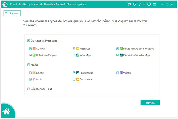 Choisir Contacts comme fichier à scanner