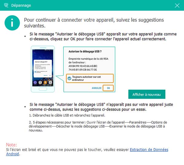 Activer le débogage USB