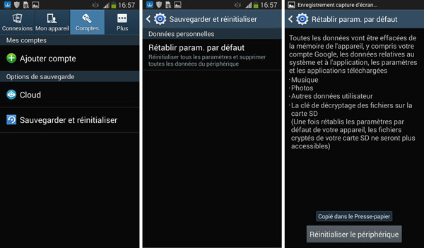 Réinitialiser le téléphone Android dans Paramètres