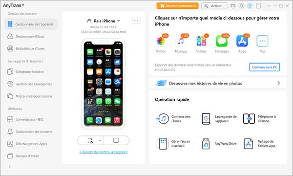 Connecter l’appareil avec AnyTrans