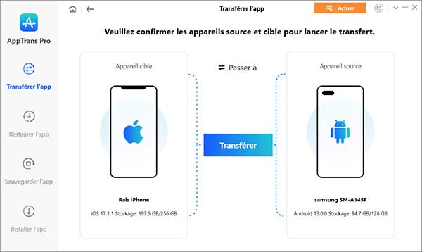 Connecter l'appareil avec AppTrans