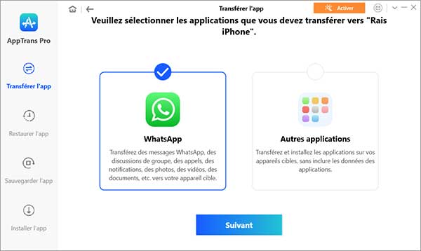 Transférer WhatsApp