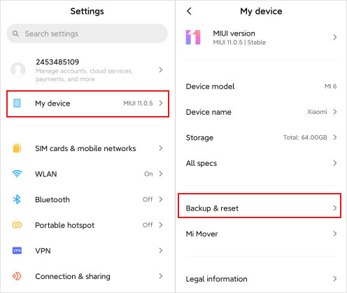 comment réinitialiser un xiaomi bloqué