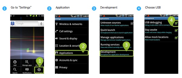 Activer le débogage USB sur Android 2.3 ou version antérieur
