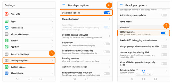 Activer le débogage USB sur HUAWEI