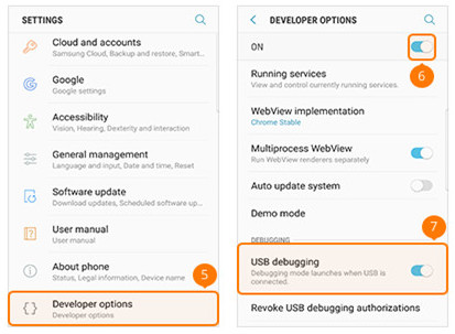 Activer le débogage USB sur Samsung S8