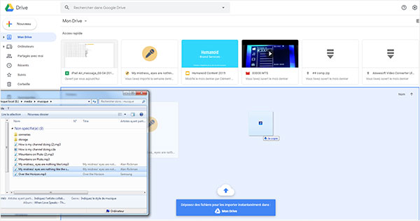Faire glisser les fichiers PC dans Google Drive