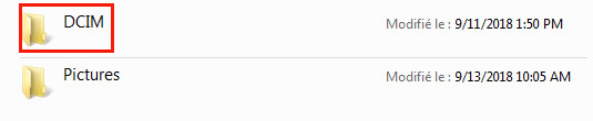 Le fichier DCIM sur Huawei