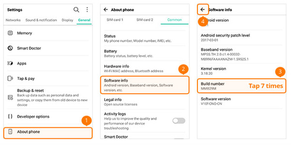 Options pour les développeurs sur LG