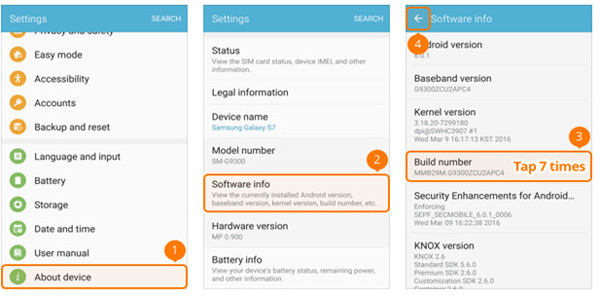 Options pour les développeurs sur Samsung S5