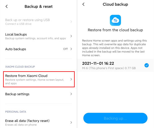 Récupérer les données avec Xiaomi Cloud