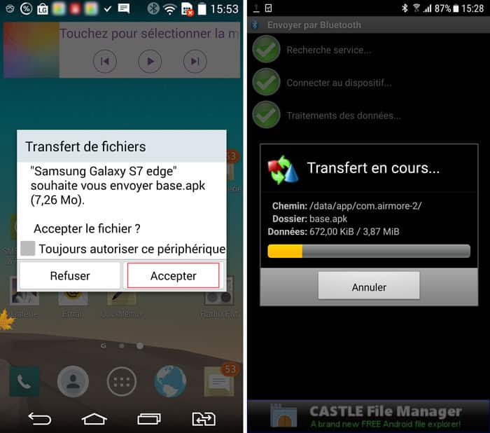 Accepter le transfert des applications