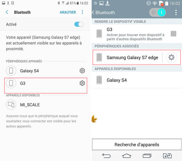 Appairer les téléphones Android