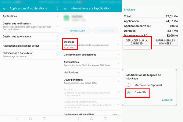 Transférer des applications Samsung vers Huawei via la carte SD