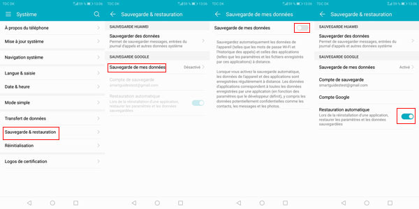 Transférer des applications Samsung vers Huawei via le compte Google