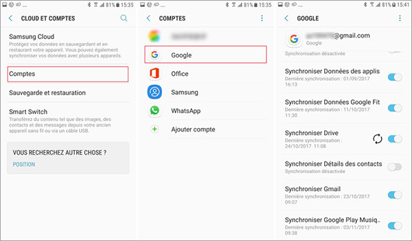 Configurer le compte Google sur Android