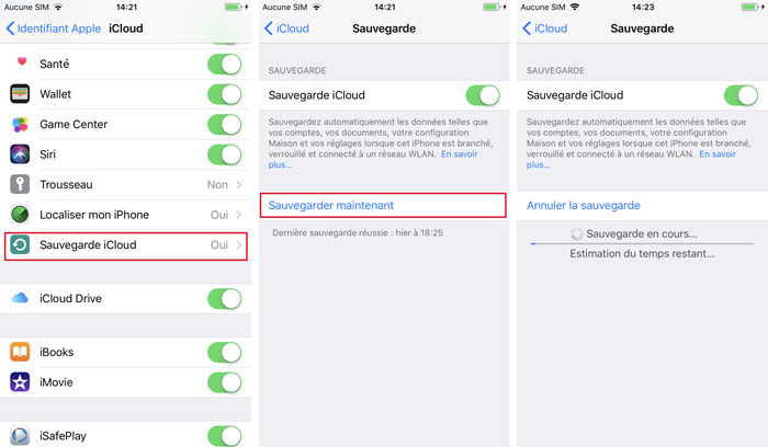 Sauvegarder notes sur iCloud