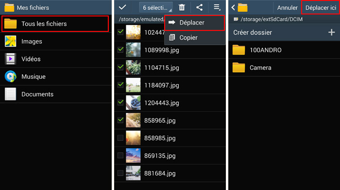 comment transférer les photos vers la carte sd sur l appareil android